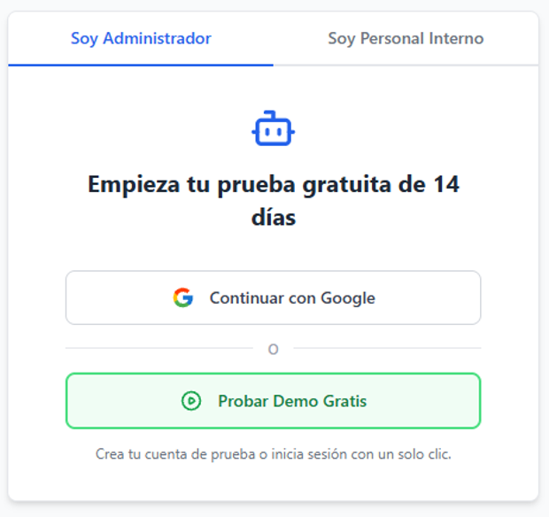 Pantalla de inicio de sesión
